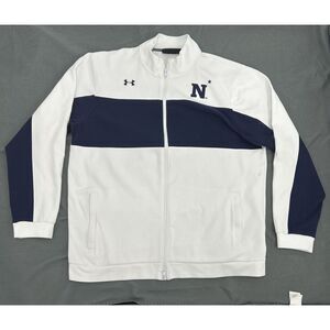 USNA Midshipmen Jacket Men's 2XL White‎ Blue Under Armour Full Zip US Navy